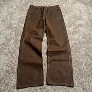 ZARA "MOCHA" WIDE LEG WAXED DENIM